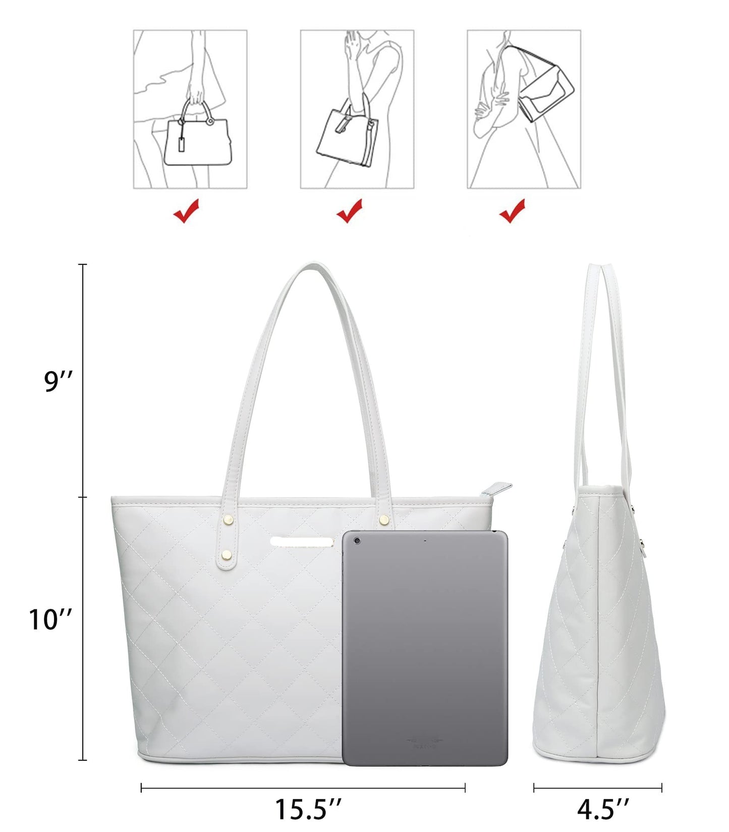Quilted Handbag for Women Tote Purse Shoulder Bag Large Fashion Hobo Purse